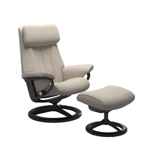 Stressless Paul (M) lænestol med skammel - Signature Stel Sort/Sort - Bloom stof, Off white
